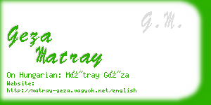 geza matray business card